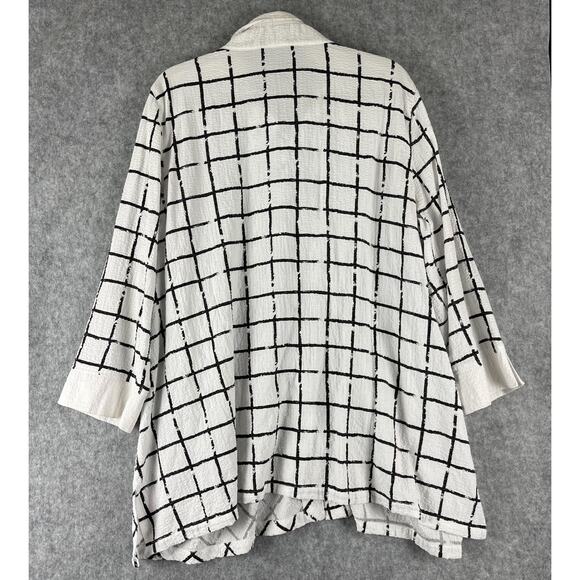 Ali Miles Tunic Top Womens 1X Windowpane Wired Collar Relaxed Artsy Lagenlook - Picture 11 of 14